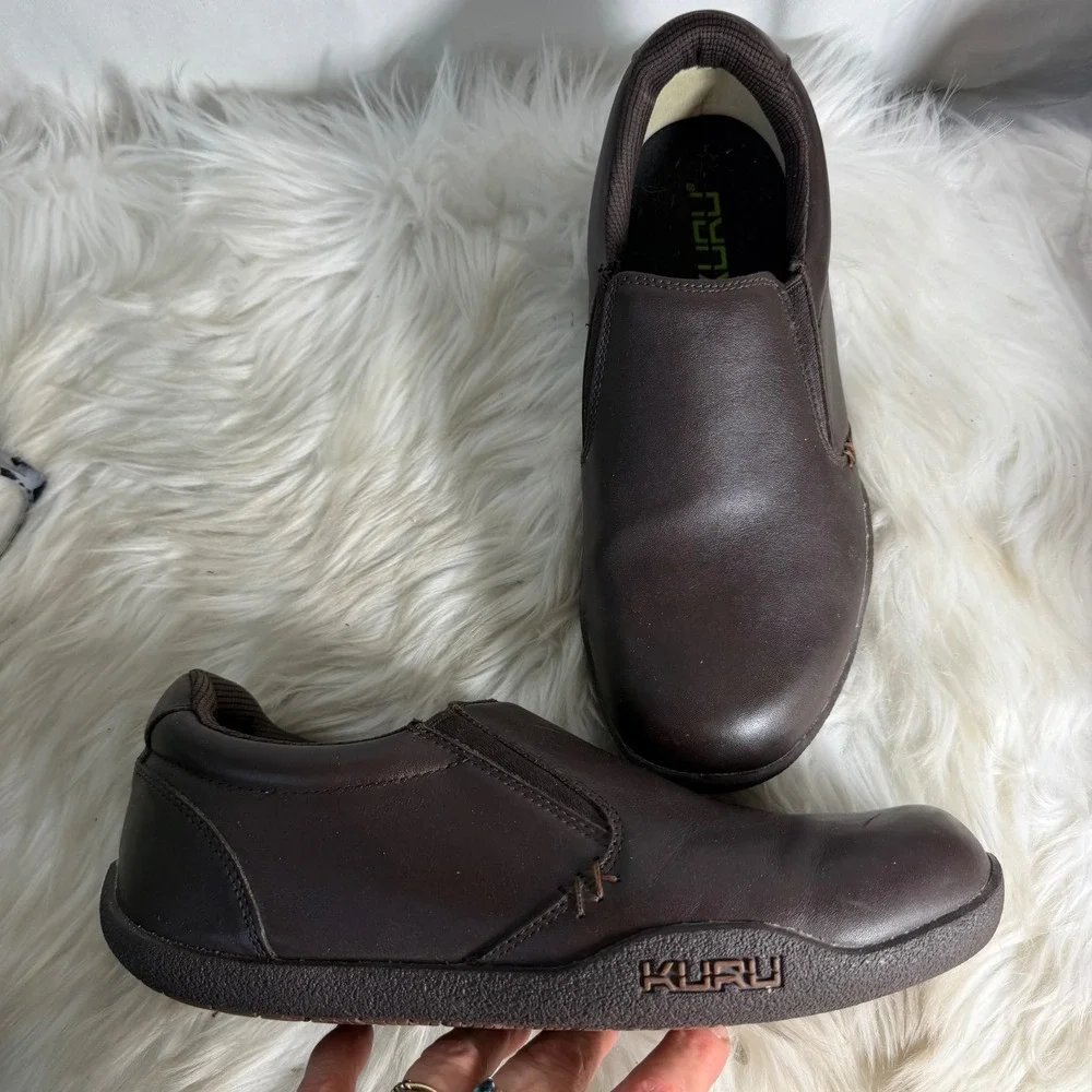 KURU KIVI Mens Brown Leather Slip On‎ Loafers Orthopedic Shoes Size 9.5 10190495
